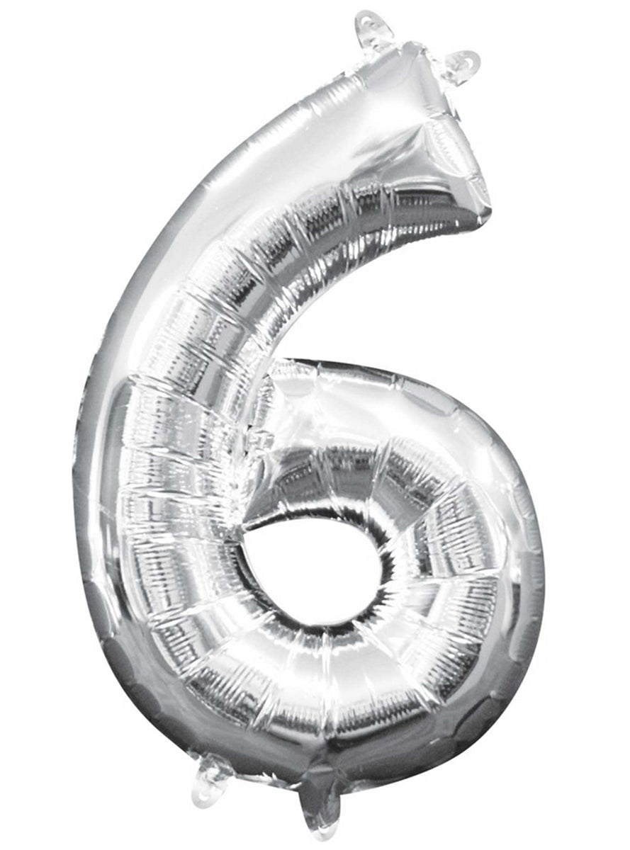 40cm Air Fill Silver Foil Number 6 Balloon - Main Image