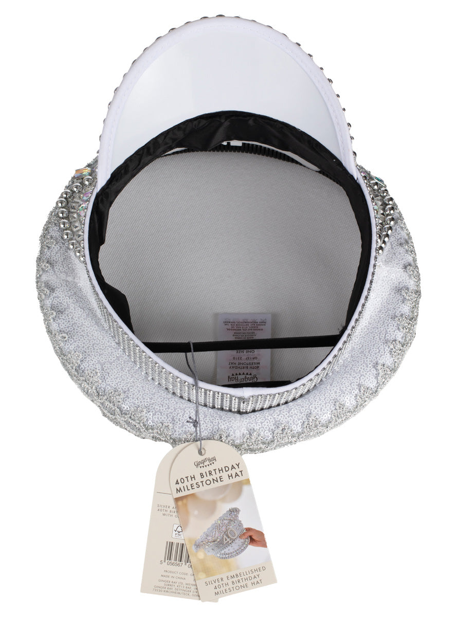 40th Birthday Silver Embellished Festival Hat – Alternative Image