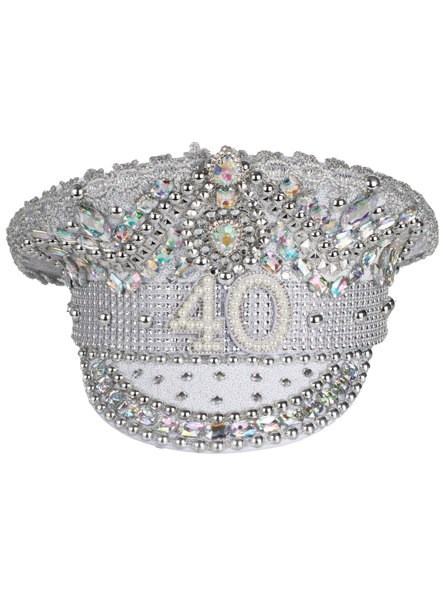 40th Birthday Silver Embellished Festival Hat – Main Image