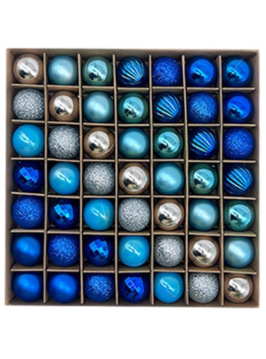 49 Pack Blue and Silver Christmas Baubles