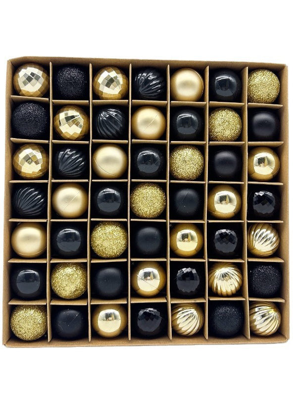 49 Pack Black and Gold Christmas Baubles