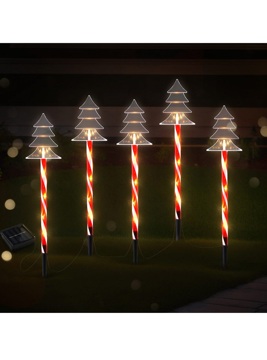 Red and White 5 Pack Christmas Tree Path Lights - Alternate Image 1