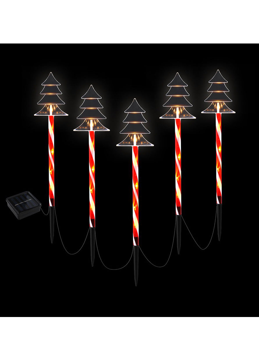 Red and White 5 Pack Christmas Tree Path Lights - Alternate Image 2