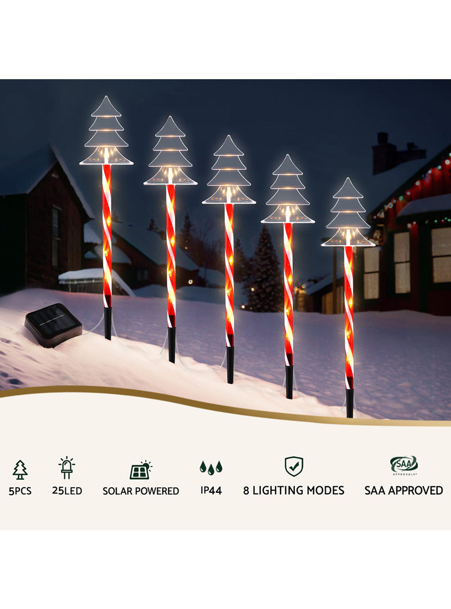 Red and White 5 Pack Christmas Tree Path Lights - Information Image 1