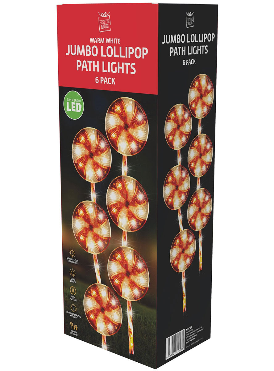 Jumbo Lollipop 6 Pack Flashing Christmas Garden Lights - Alternate Image