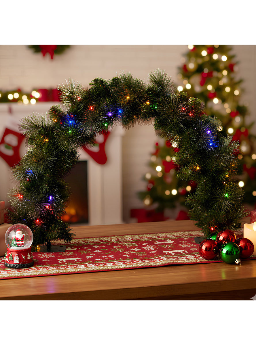Green Christmas Garland Prelit Tabletop Decoration 60cm - Alternate Image 2