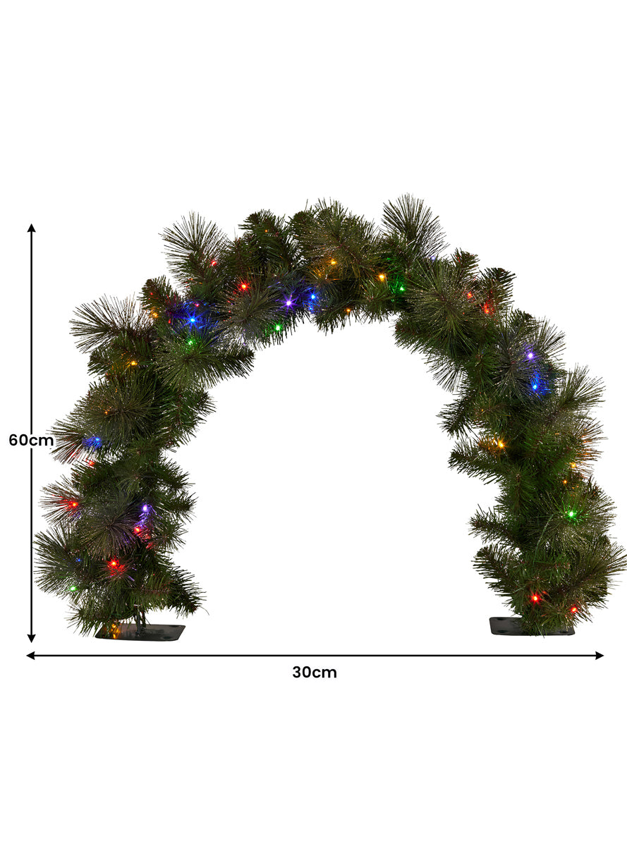 Green Christmas Garland Prelit Tabletop Decoration 60cm - Dimensions Image