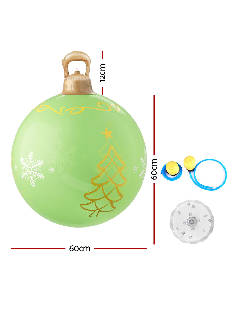 Inflatable Green Christmas Print Bauble Decoration 60cm - Dimensions Image 1