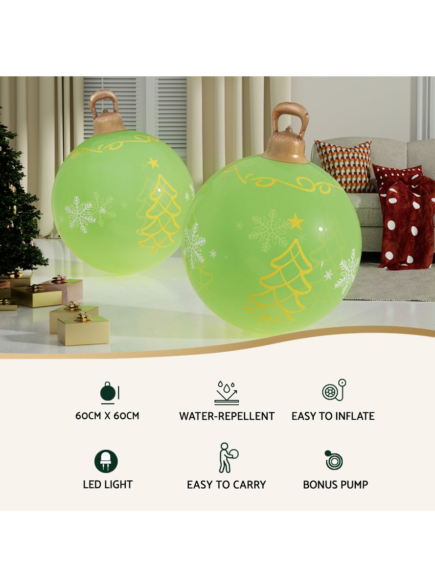 Inflatable Green Christmas Print Bauble Decoration 60cm - Information Image 1