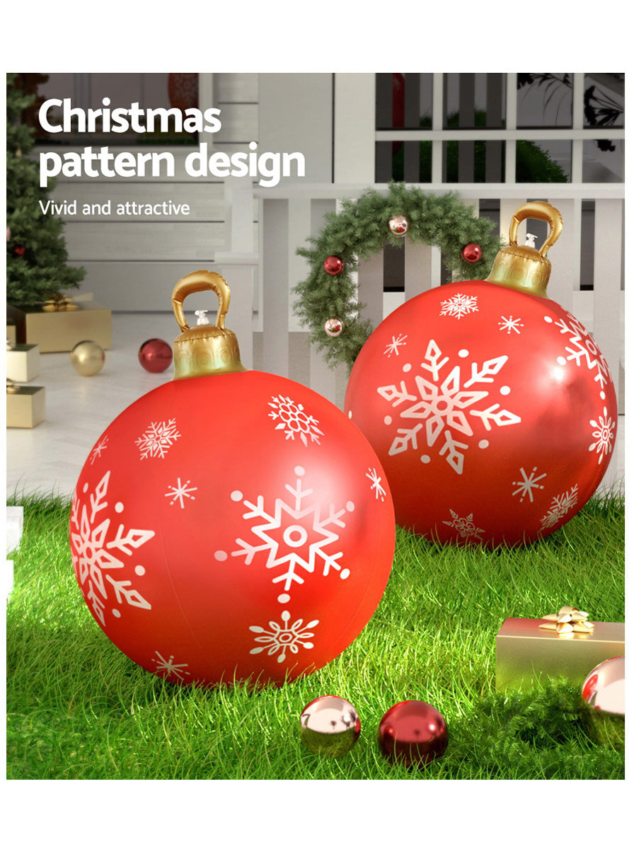 Jingle Jollys Inflatable Red Snowflake Print Christmas Bauble Decoration 60cm - Information Image 3