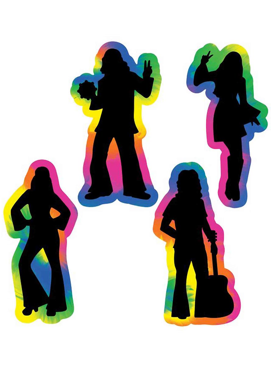 Hippie 1960s Rainbow Silhouette Cut Outs - Main Image