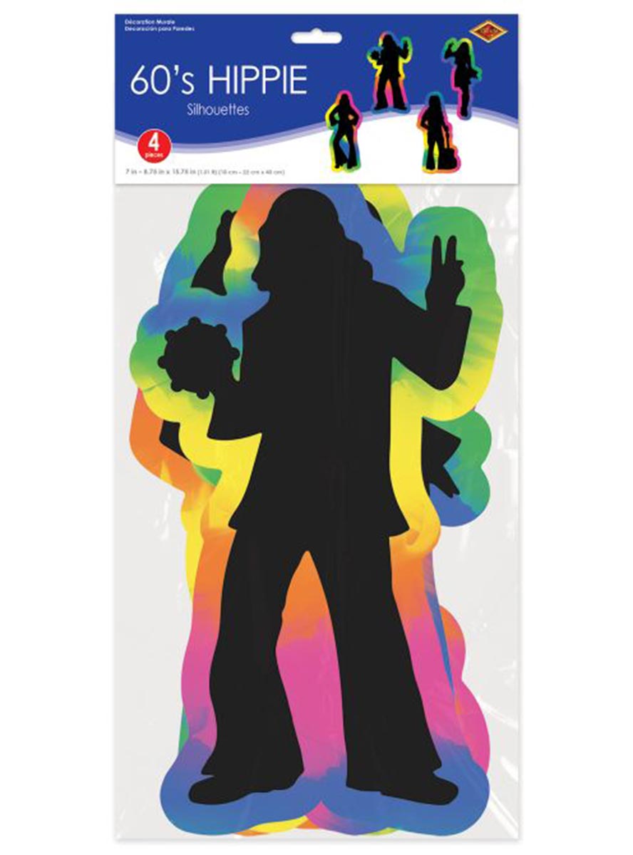 Hippie 1960s Rainbow Silhouette Cut Outs - Packaging Image