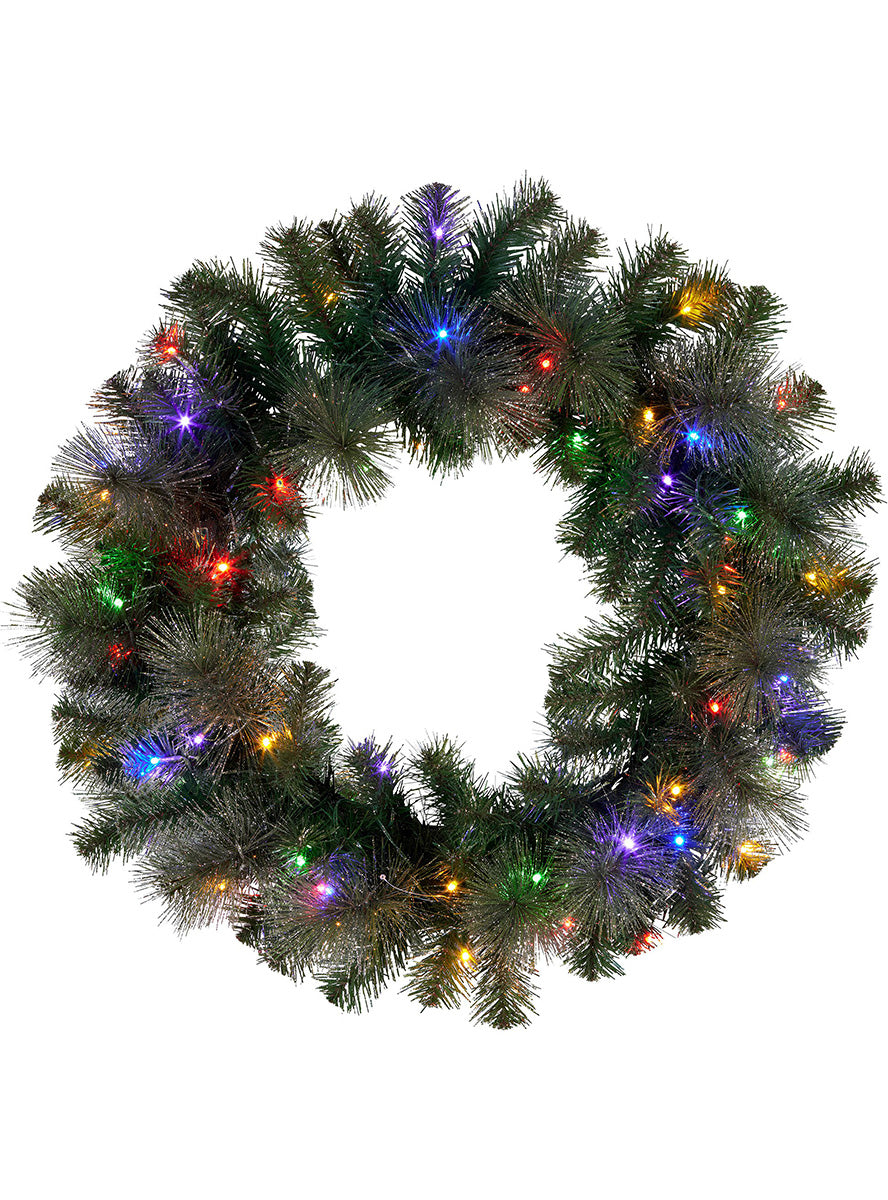 Light Up Christabelle Christmas Wreath with Glitter Door Decoration 61cm - Main Image