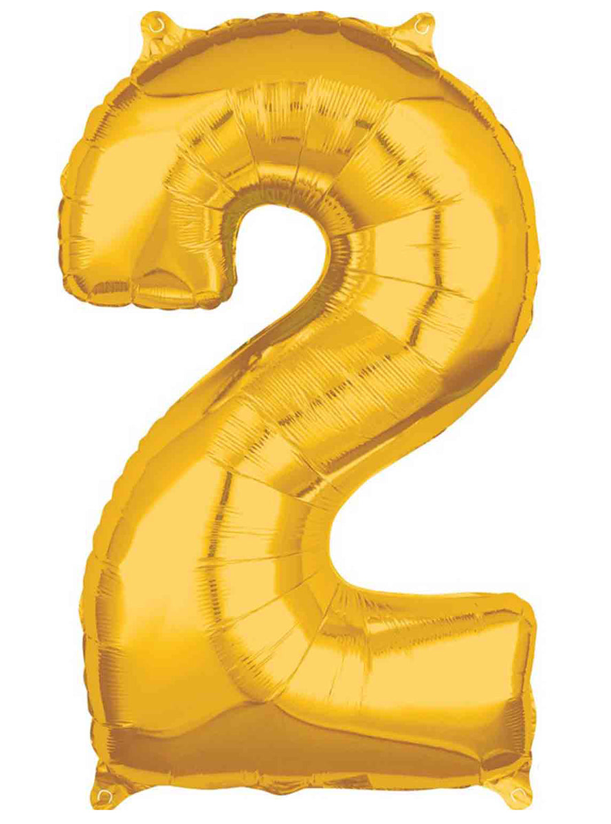 66cm Self Sealing Gold Foil Number 2 Balloon - Main Image