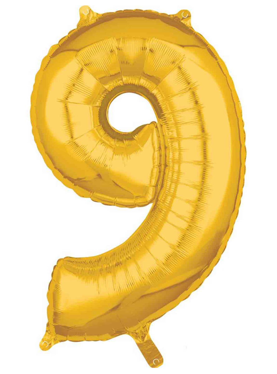 66cm Self Sealing Gold Foil Number 9 Balloon - Main Image