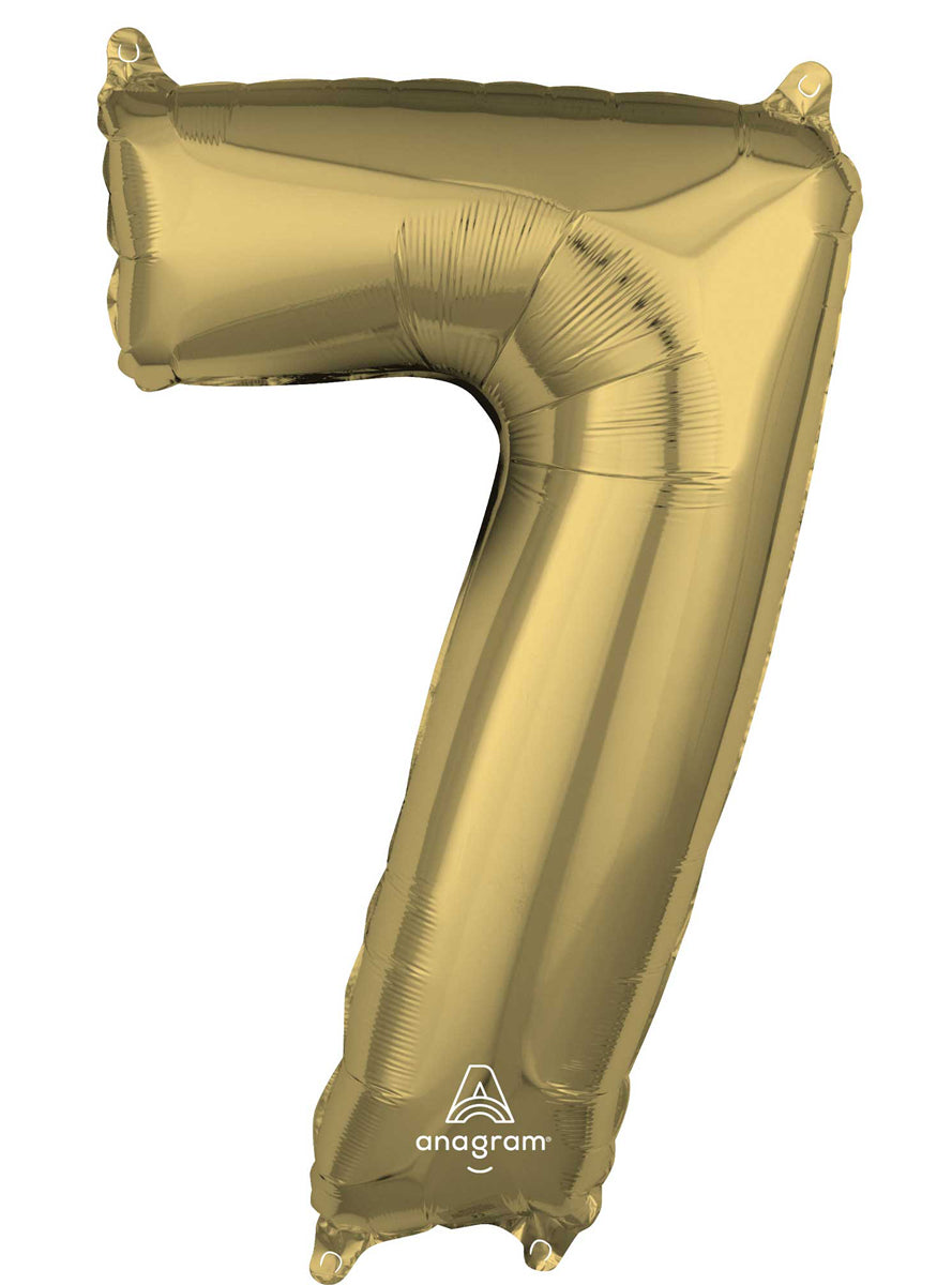 66cm Self Sealing White Gold Foil Number 7 Balloon - Main Image