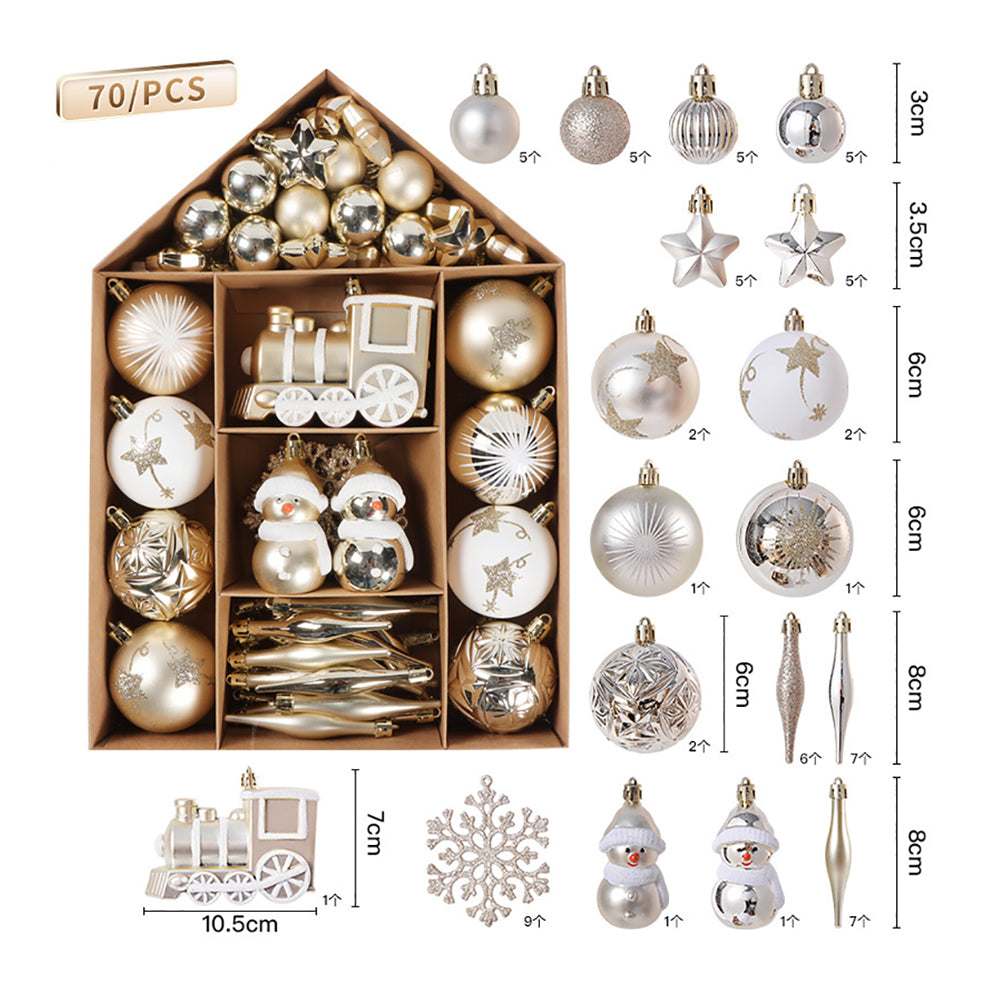 Champagne White and Gold Christmas Tree Baubles in a Pack of 70 - Alternate Image 1