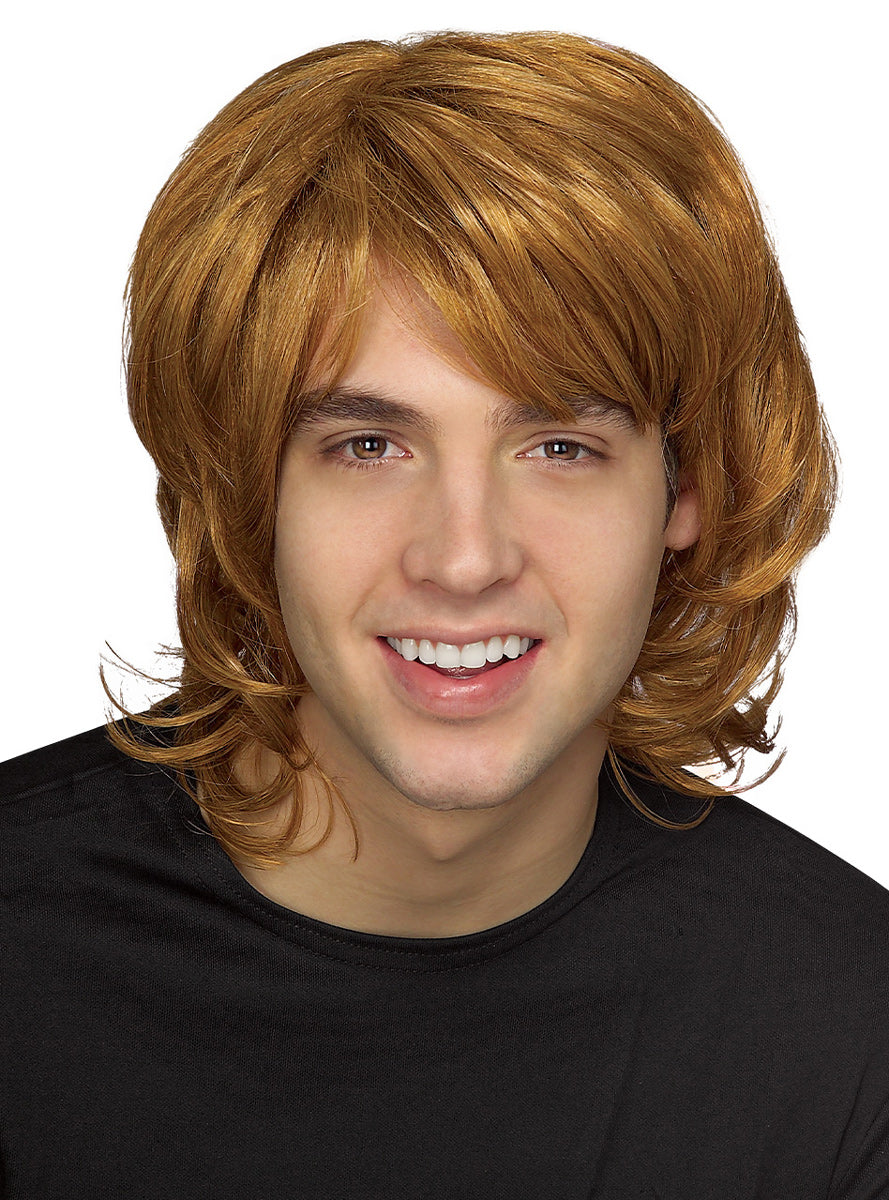Mens Auburn Shaggy 70s Costume Wig - Main Image