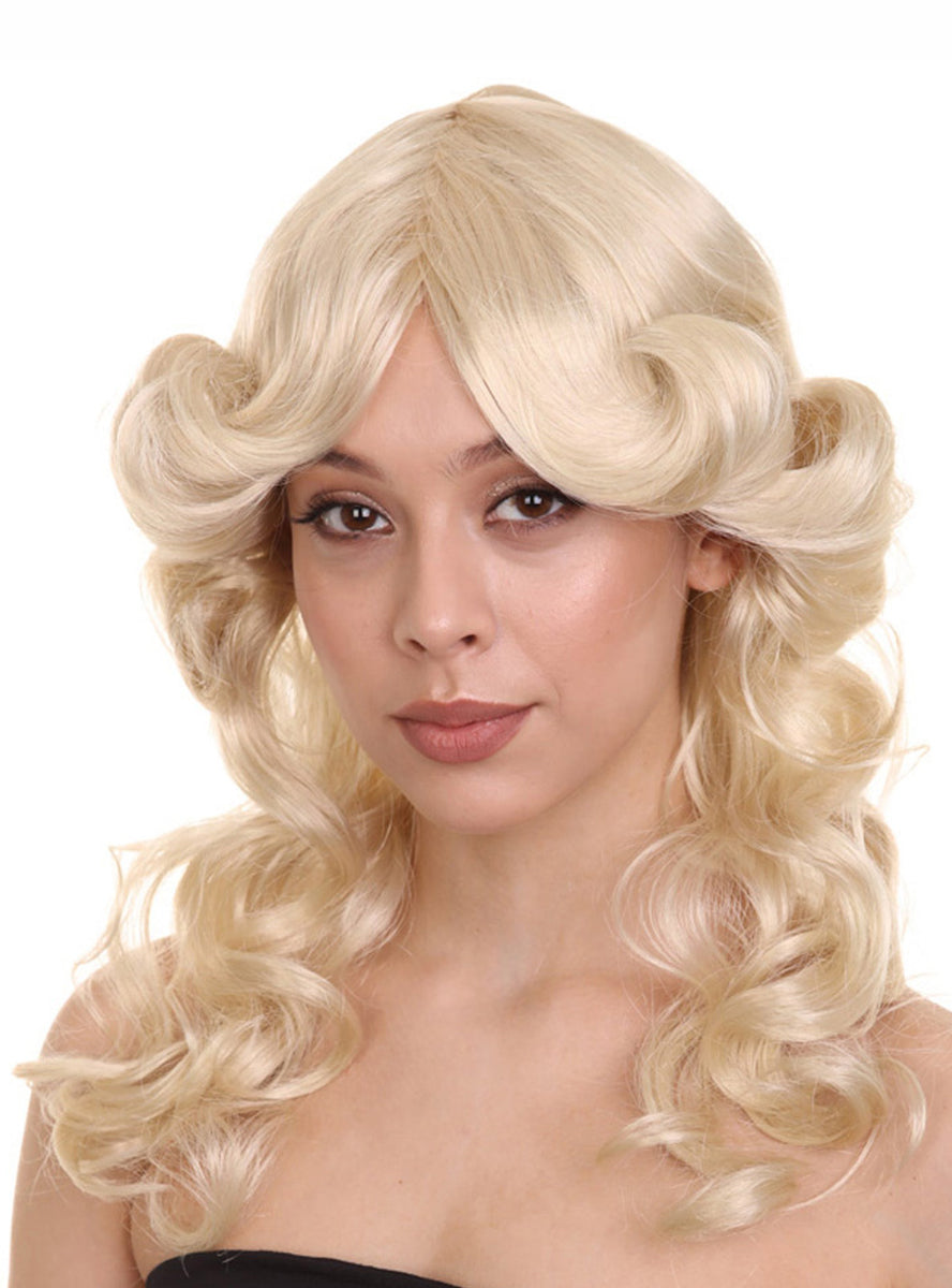 70s Angel Womens Blonde Flicked Retro Wig - Alternative Image 2