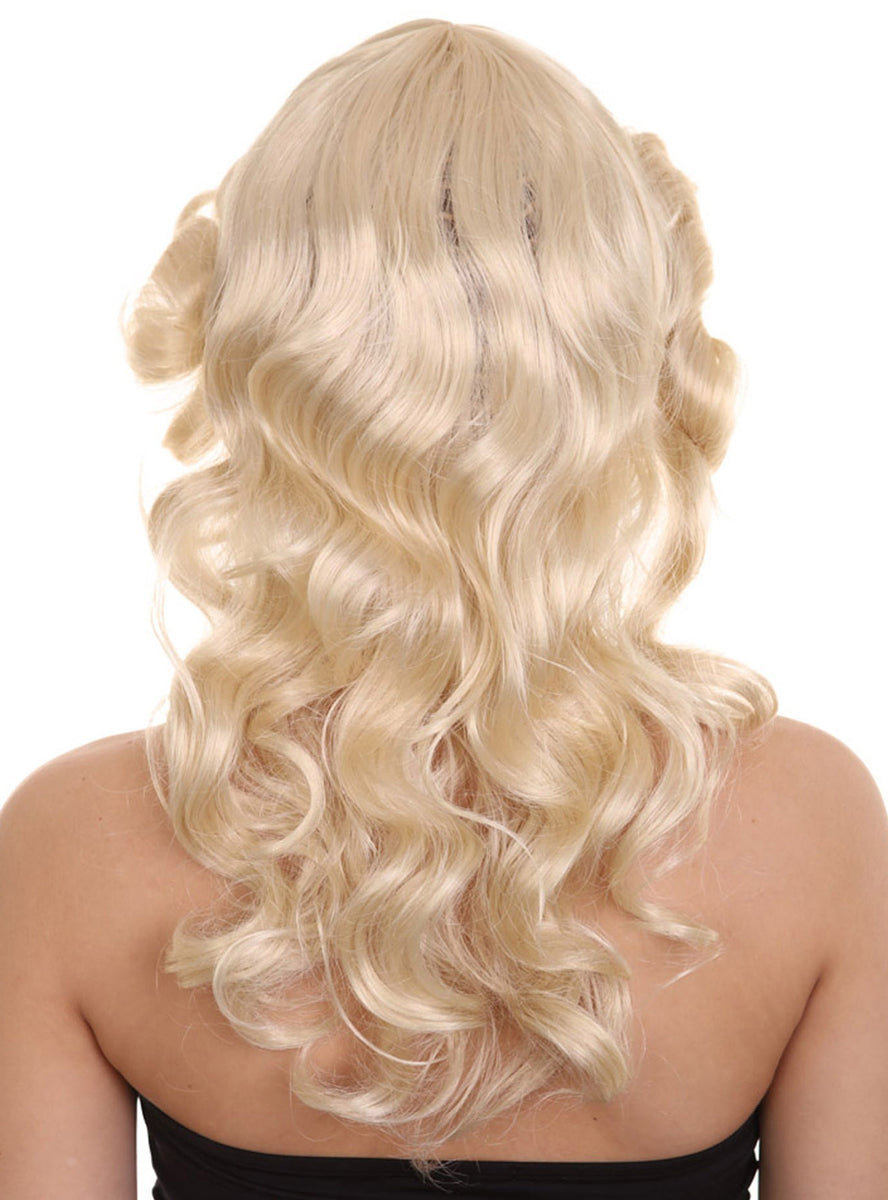 70s Angel Womens Blonde Flicked Retro Wig - Back Image