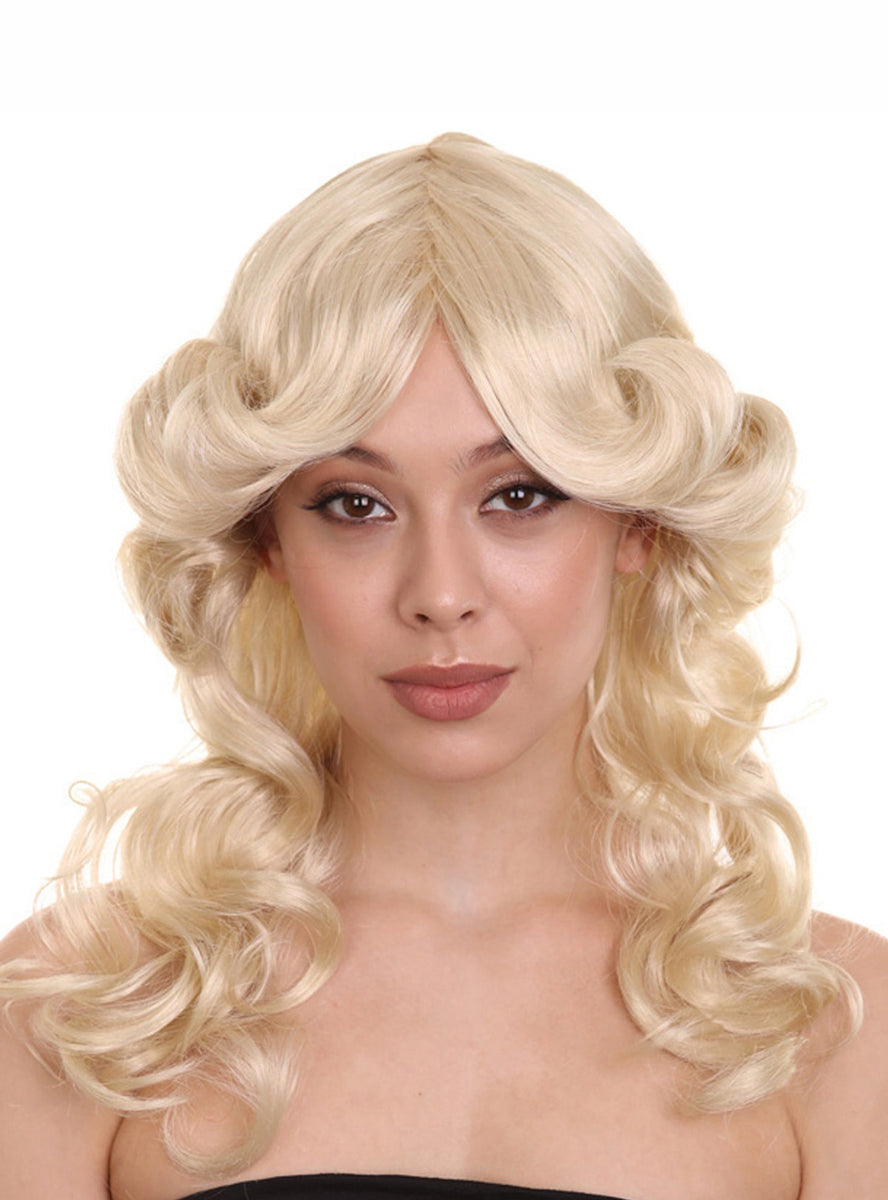 70s Angel Womens Blonde Flicked Retro Wig - Main Image