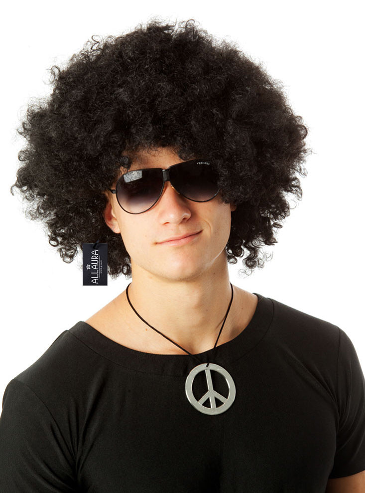 70s Disco Adults Jumbo Black Afro Costume Wig - Alternative Image