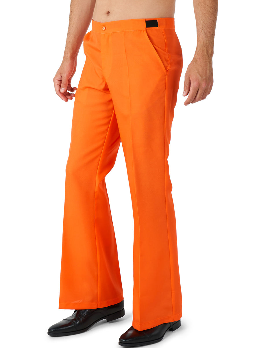 70s Disco Mens Orange Flared Costume Suit - Pants Image
