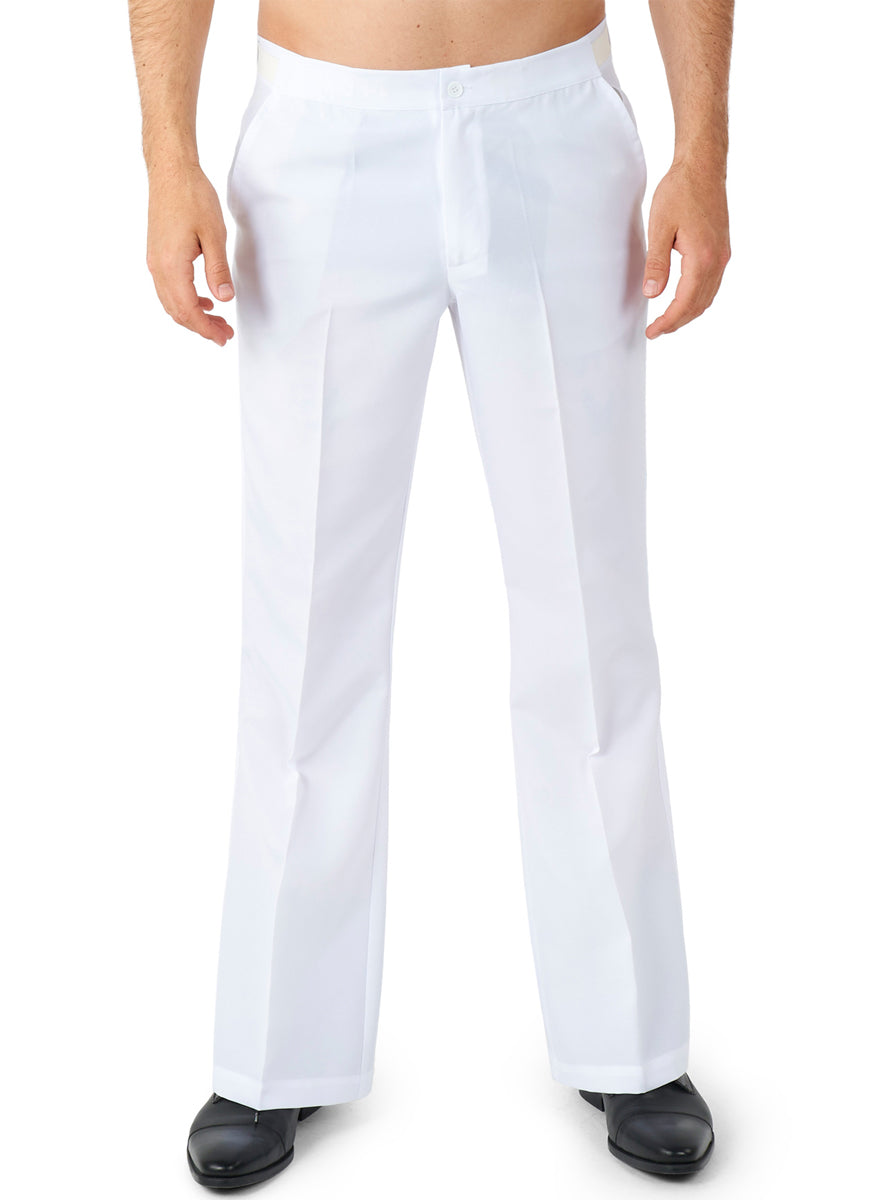 70s Disco Mens White Flared Costume Suit - Pants Image