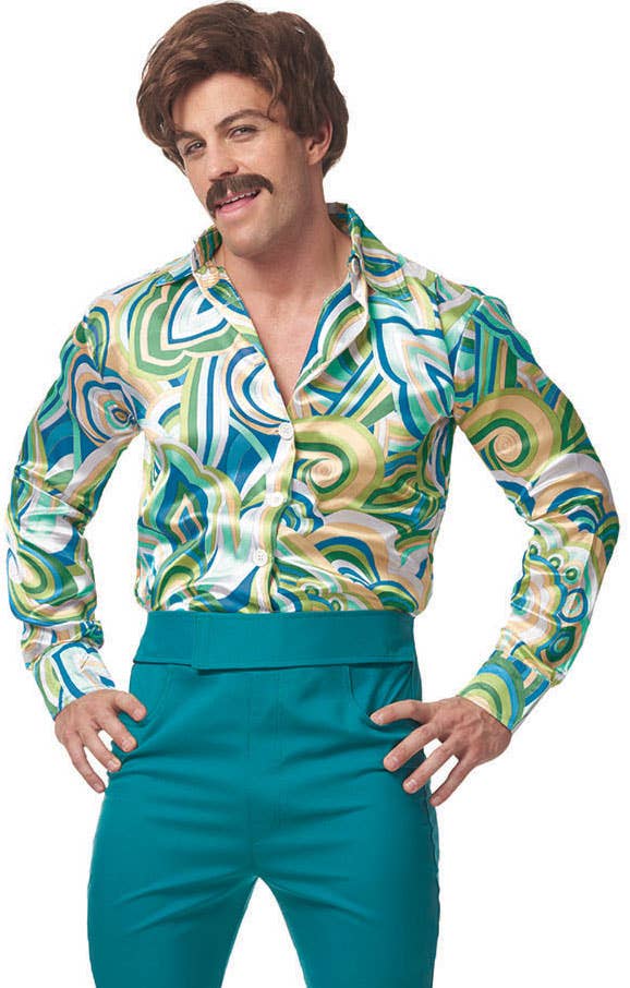 Men's Retro Green 70s Disco Dude Costume - Zoom Image
