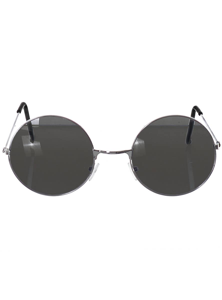 Black Tint Round John Lennon 1970's Hippie Costume Glasses - Main Image