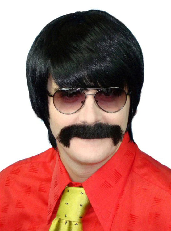 Mens Short Black 70s Mod Guy Costume Wig