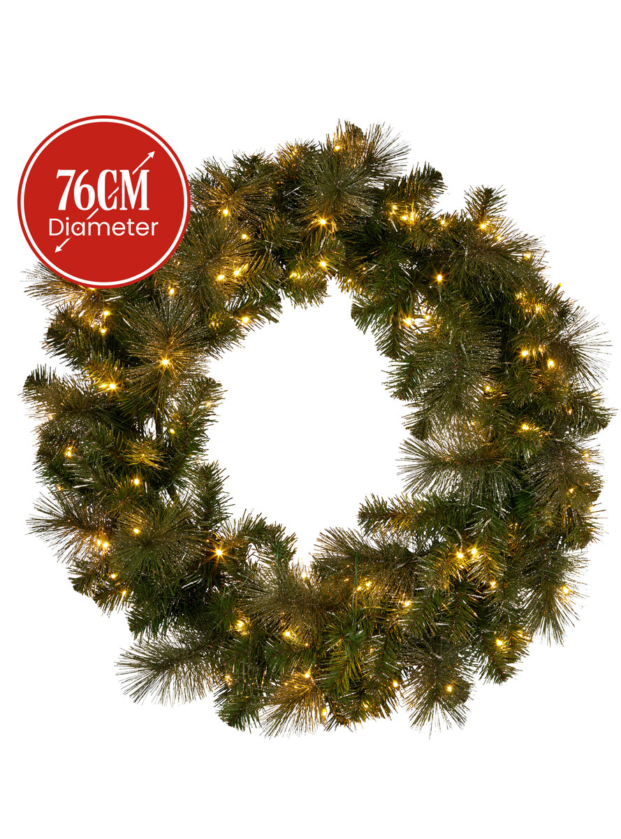 Green Split Christmas Wreath Decoration 76cm - Dimensions Image 1