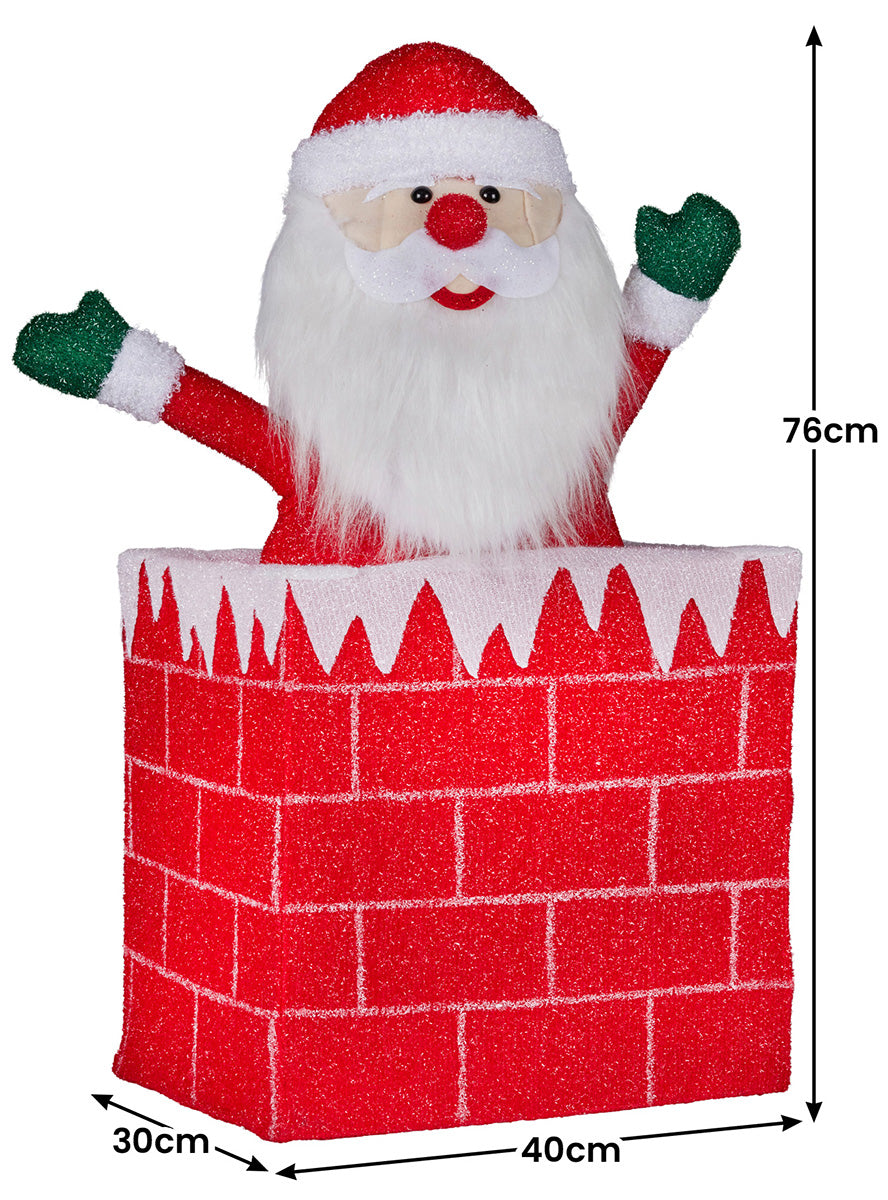 Light Up Christabelle Animated Santa in Chimney Christmas Decoration 76cm - Measurements Image