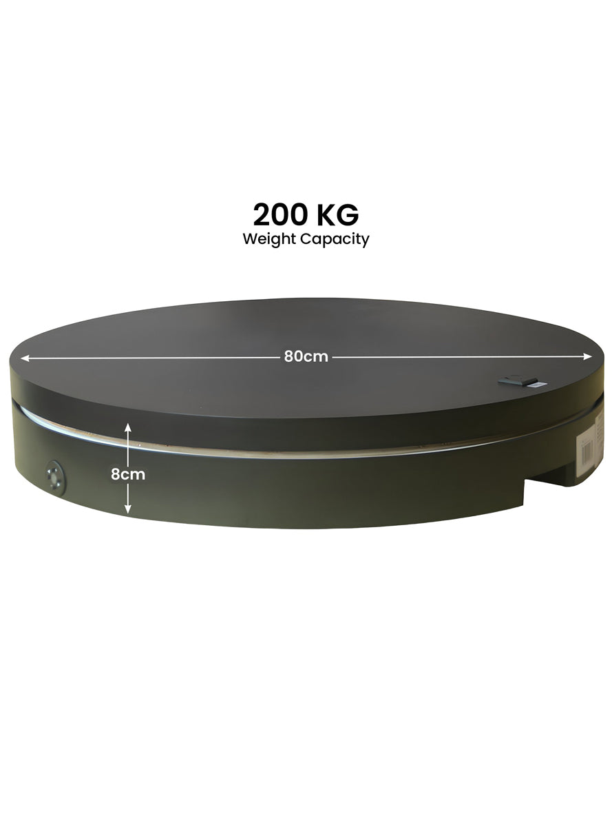 Black Commercial Grade Electric Christmas Display Turntable 80cm 200kg - Dimensions Image