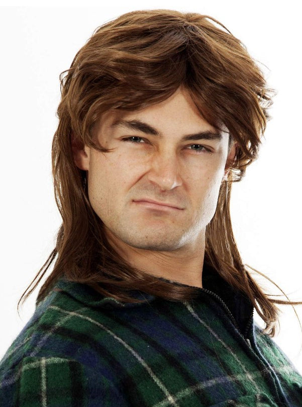 80s Mens Blonde Bogan Mullet Costume Wig - Main Image