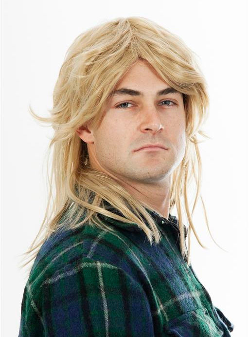 80s Mullet Mens Sandy Blonde Costume Wig - Alternative Image 2