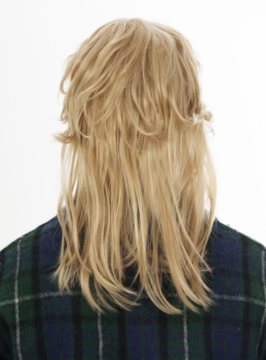 80s Mullet Mens Sandy Blonde Costume Wig - Back Image