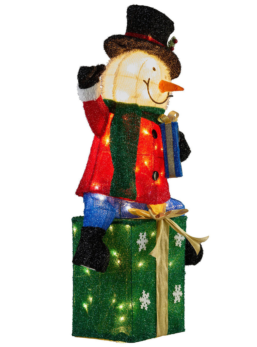 Christabelle Light Up Snowman on Presents Christmas Decoration 85cm - Side Image