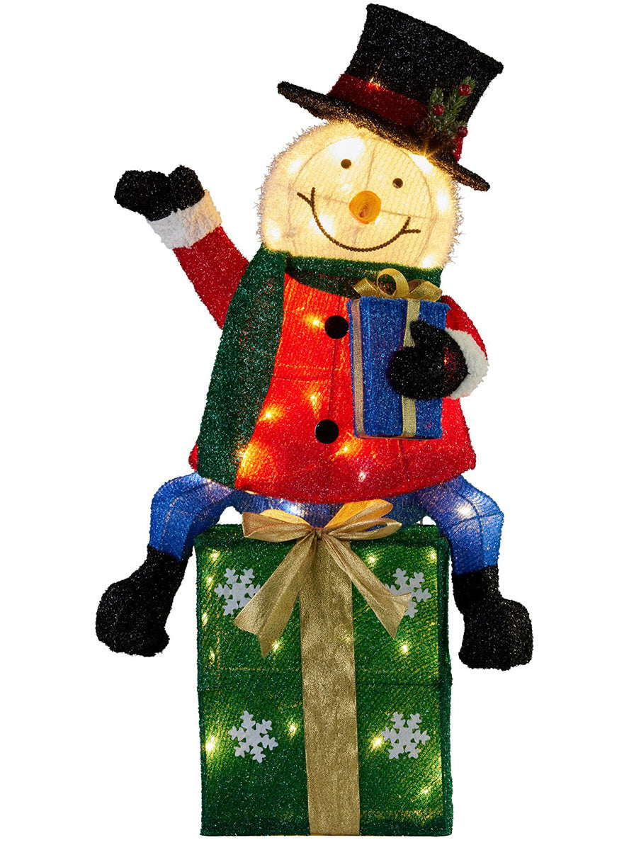 Christabelle Light Up Snowman on Presents Christmas Decoration 85cm - Main Image
