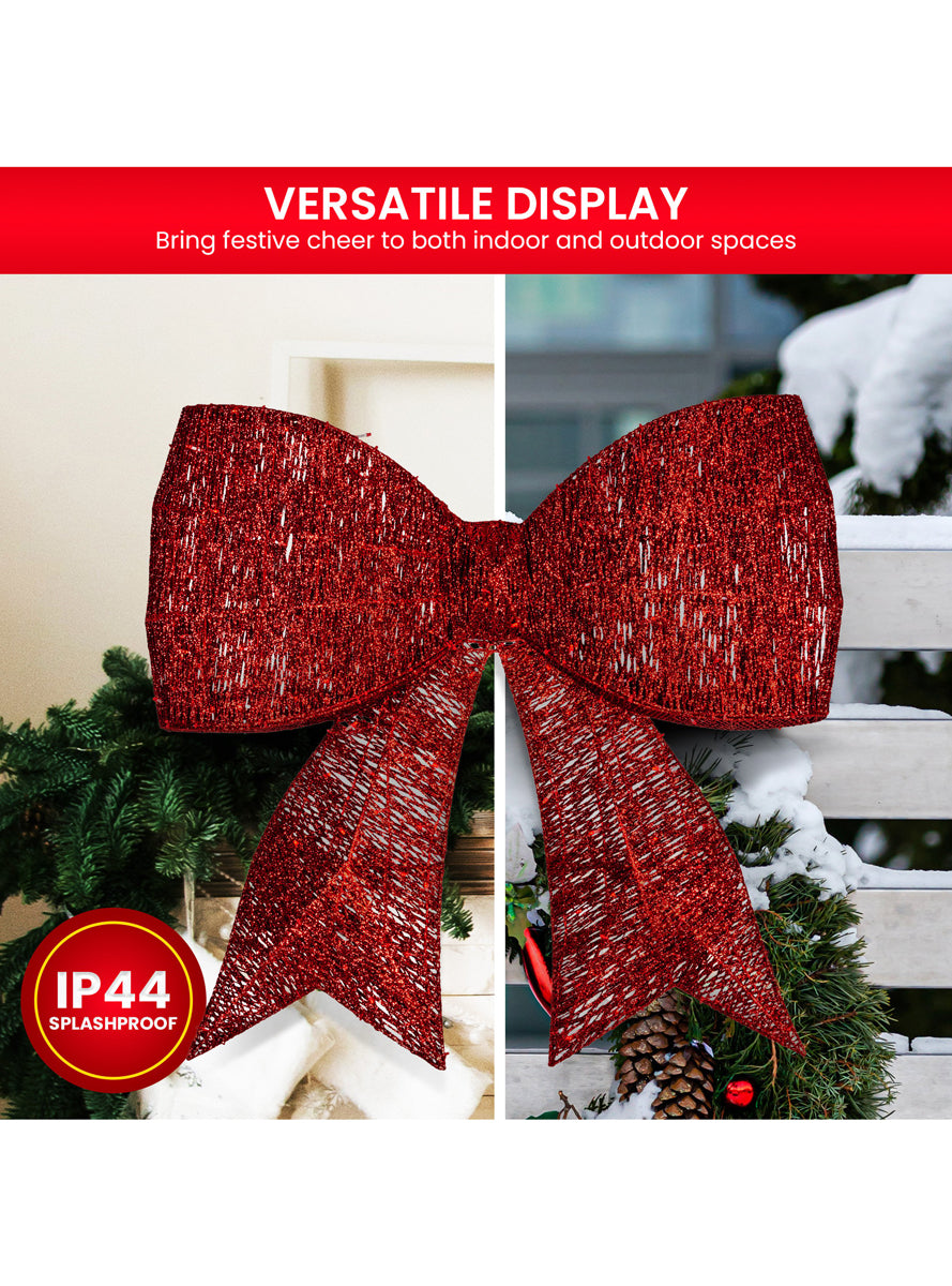 91cm Oversized Red Bow with Lights Christmas Decoration - Info Image 2