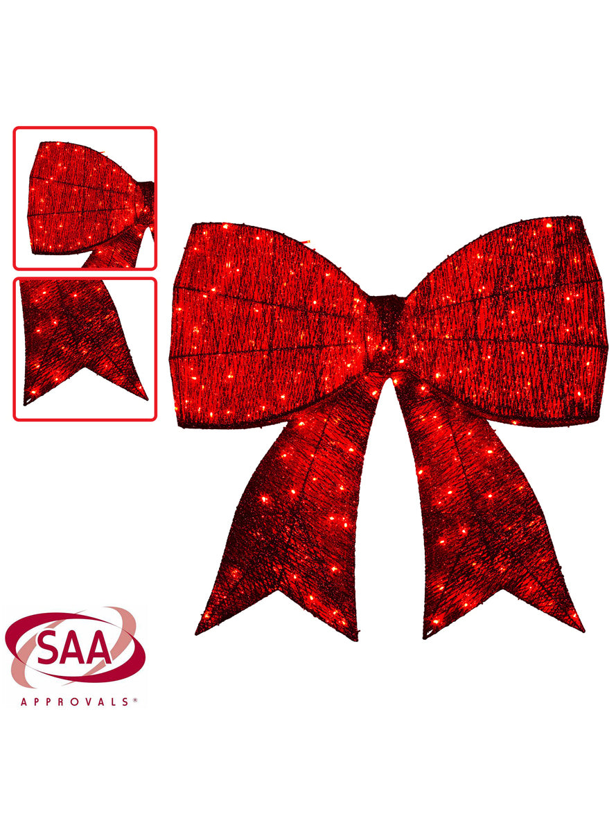 91cm Oversized Red Bow with Lights Christmas Decoration - Info Image 3