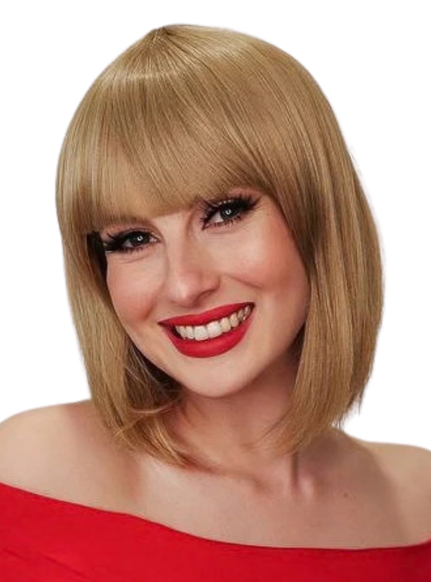 Ally Womens Heat Resistant Dark Blonde Bob with Fringe