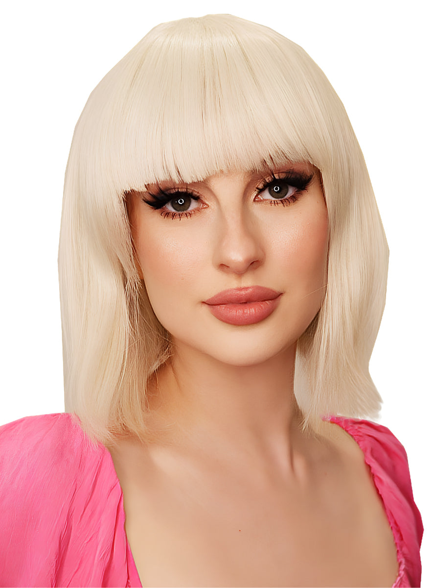 Ally Short Platinum Blonde Bob Heat Resistant Wig with Fringe - Main Image