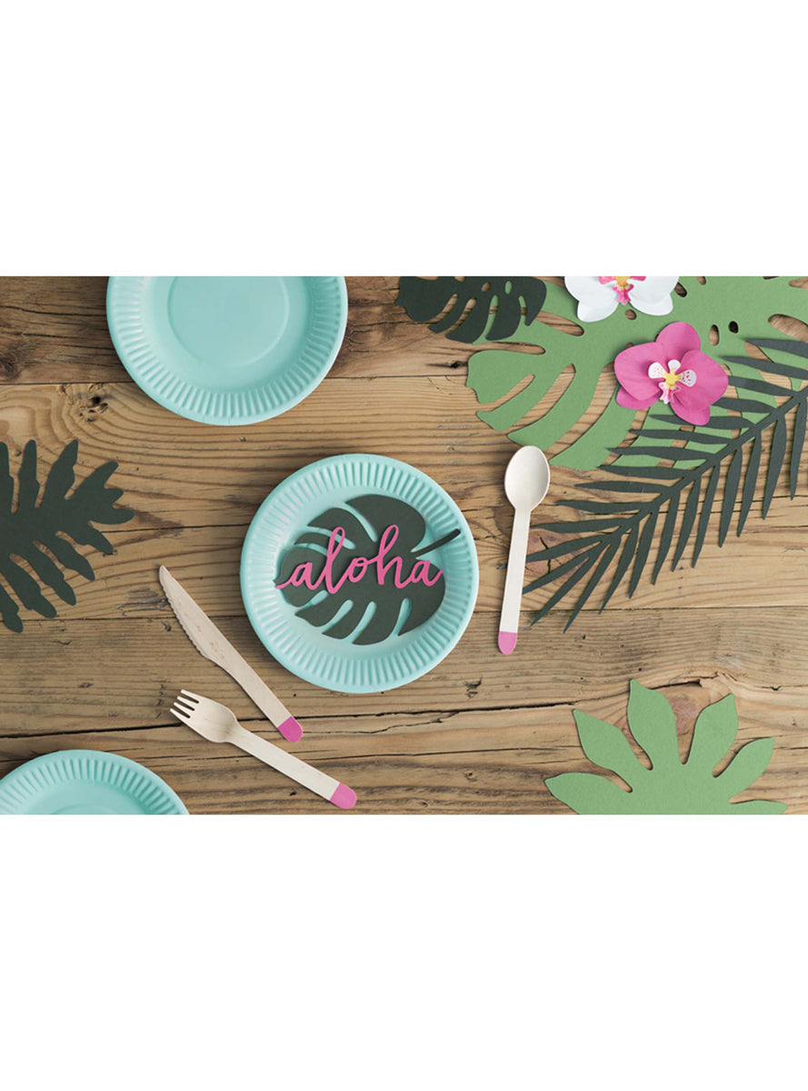 Aloha Party Pack 14cm Tropical Leaf Place Cards — Lifestyle Image 2