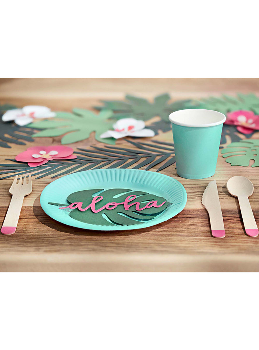 Aloha Party Pack 14cm Tropical Leaf Place Cards — Lifestyle Image 3