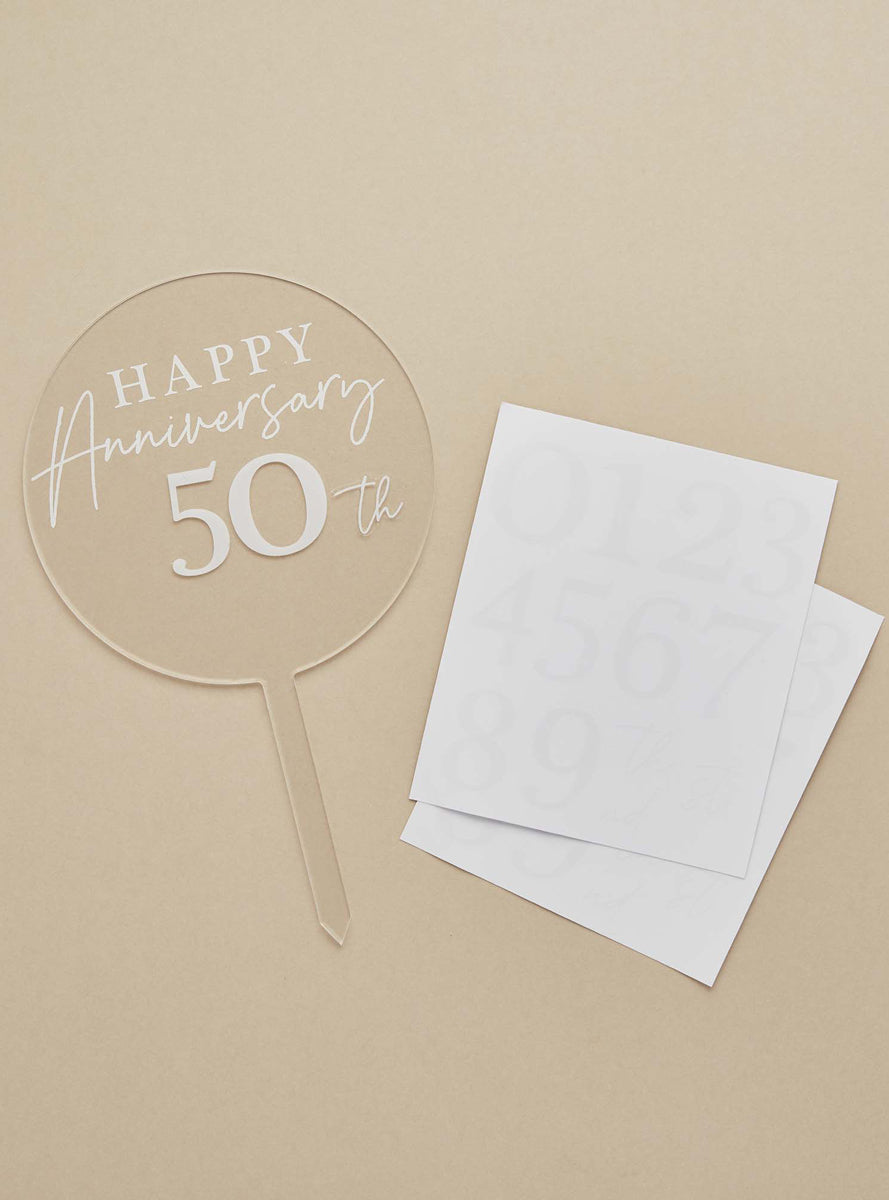 Anniversary 25cm Round Customisable Acrylic Cake Topper — Alternative Image 1