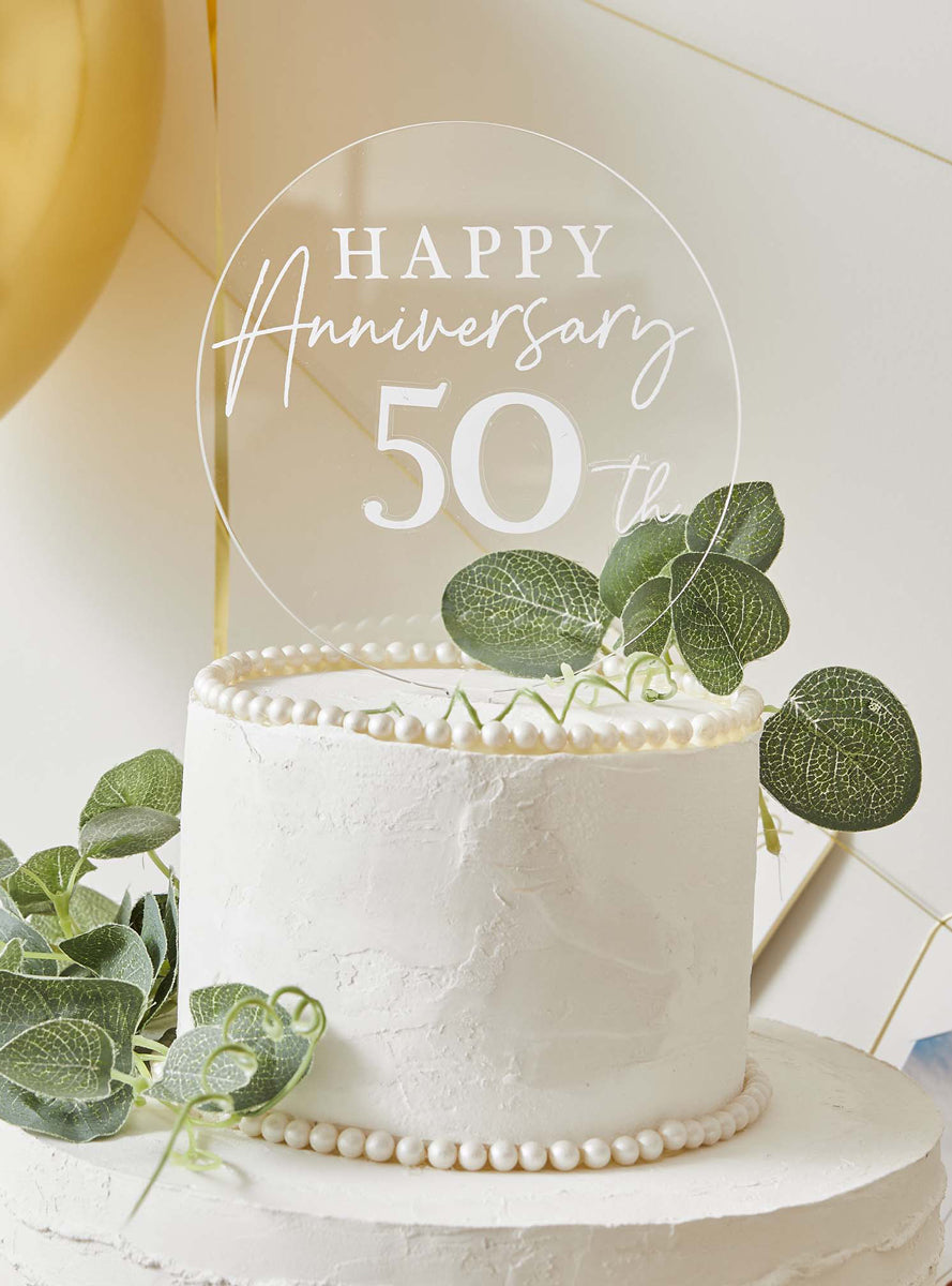 Anniversary 25cm Round Customisable Acrylic Cake Topper — Main Image
