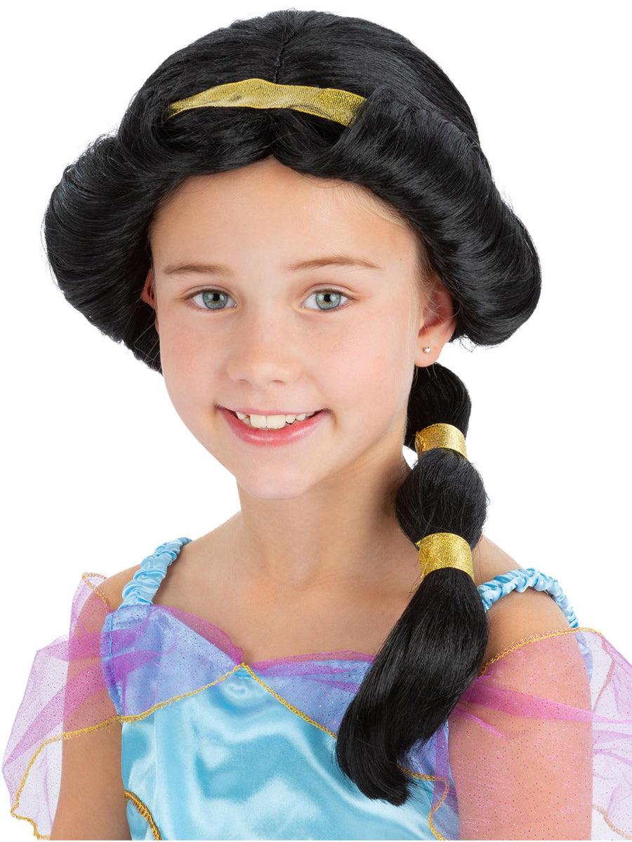 Girls Princess Jasmine Black Costume Wig - Main Image
