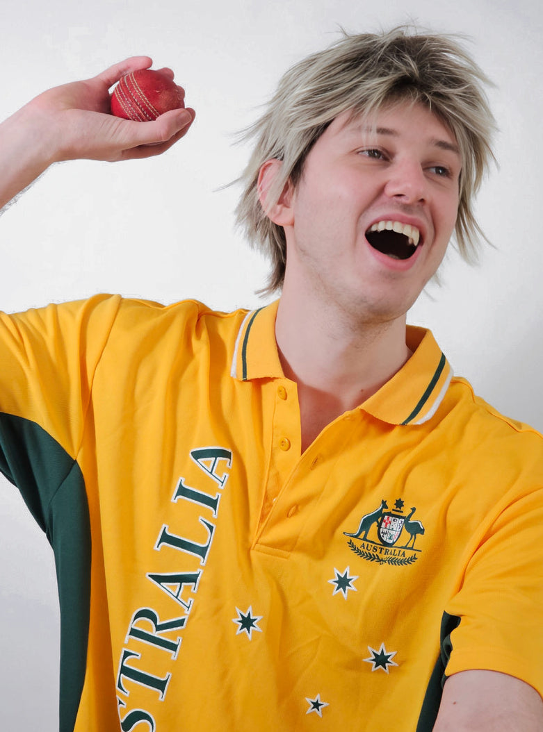 Aussie Spin King Mens Short Blonde Costume Wig - Alternative Image 1