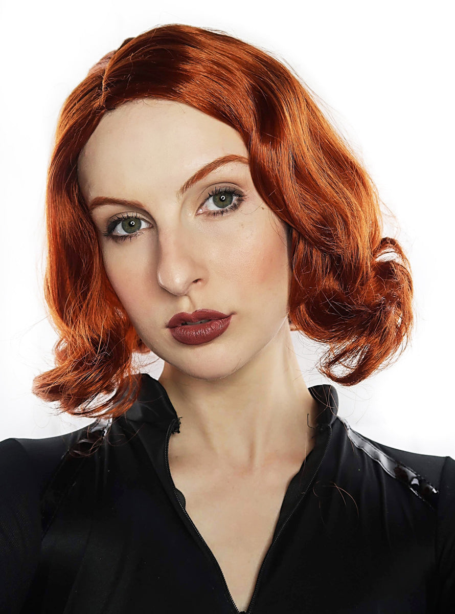 Avenging Widow Womens Short Wavy Auburn Costume Wig - Alternative Image 1